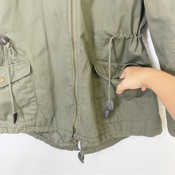 American Rag Utility Jacket Coat Green Zip Up Hooded Insulated Faux Fur Hood XL - Picture 6 of 11